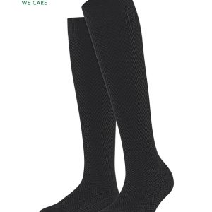 Fable Estate Herringbone Knestrømper Black