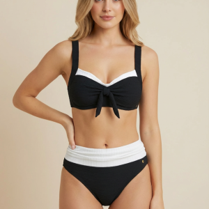 Deep Dive Tie Front Bikini Top Black