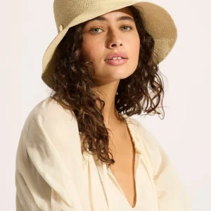 Shady Lady Packable Raffia Bucket Hat Natural