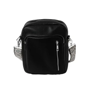 785601 Veske BEA Stor CityBag med mønstret skulderrem  - svart