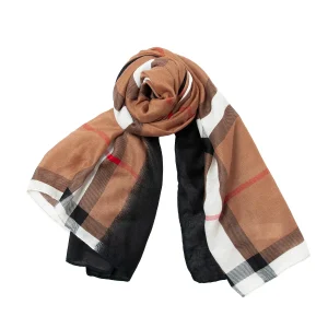 835205 Skjerf , Rutet skjerf i klassisk mønster - beige