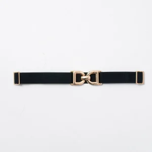 835300 Belte (6 stk) smalt elastisk belte med gull spenner - svart
