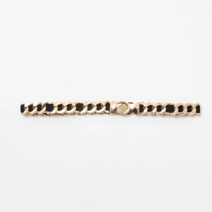 835601 Belte (6 stk) smalt elastisk belte med gullfargede lenke-spenner - svart