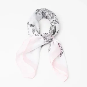 851336  Skjerf, Lite skjerf med sommerfugler - lys rosa