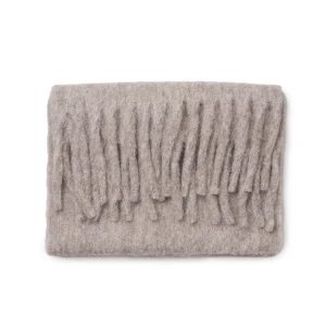 855205 Fluffy skjerf med ull, ensfarget  - beige