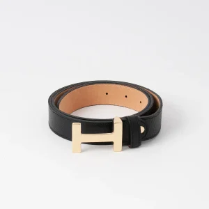 859801 Belte (6 stk) dobbel loop med H gullspenne - svart