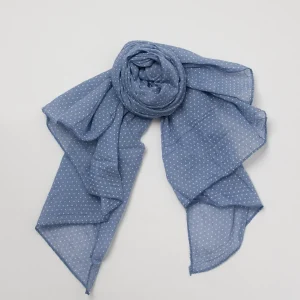 860146 Skjerf bomull/silk - Dot print, jeansblå
