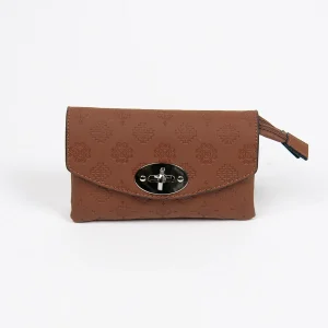 862915 Vesker, DANIELLA clutch med preget mønster - cognac