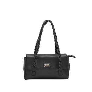 863301 Vesker, HOLLY Lav shopper med flette skulderrem - svart