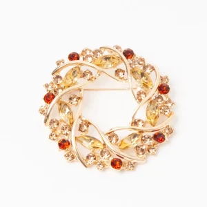 868005 Broche -Krans med strass stener - beige/gull