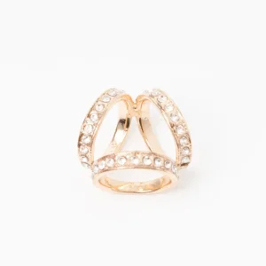 869162 Skjerf ring - Trippel ring med strass stener - sølv