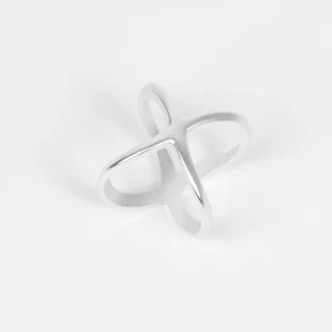 869285 Skjerf ring - Enkel ring X - matt sølv