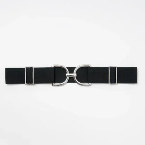 869701 Belte (6 stk) elastisk belte one size 5 cm vidde / D-D spenne i sølv - svart