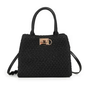 870001 Vesker, INDIA flettet shopper - svart