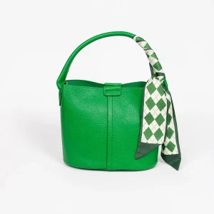 870655 Vesker, IBELIN liten bucketbag med skjerf - sterk grønn