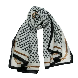 875501  Skjerf, Mykt skjerf lenke print - svart