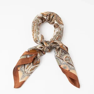 876711  Skjerf, Lite skjerf paisley mønster  - brun