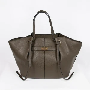 882411 Vesker, STOR JOSEFINE shopper med frontspenne - olivengrønn