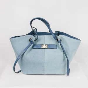 882446 Vesker, STOR JOSEFINE shopper med frontspenne - blå