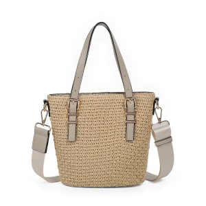 882805 Vesker, JOJO mini shopper i strå- beige