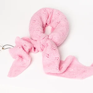 884836 Skjerf, Strikket lite triangel skjerf  - lys rosa