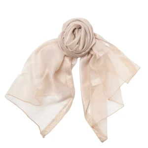 886605  Skjerf,Selskapssjal med lurex -beige/gull