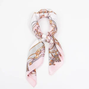 887836  Skjerf, Lite skjerf klassisk lenke print - lys rosa/hvit