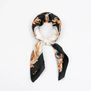 887901  Skjerf, Lite skjerf klassisk lenke print - svart/gull