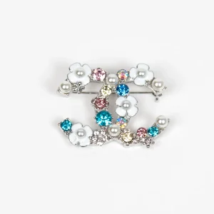 890186 Broche, CC Broche med fargerike stener - sølv