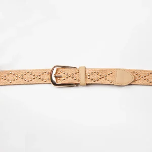 892805 Belte (6 stk) Elastisk belte med nagler  - natur