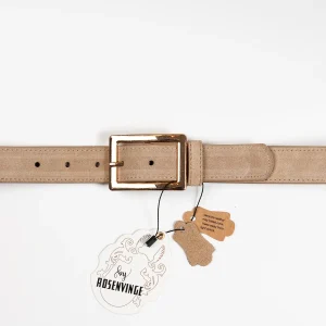 893005 Belte (6 stk) Semsket skinnbelte med firkantet spenne  - beige