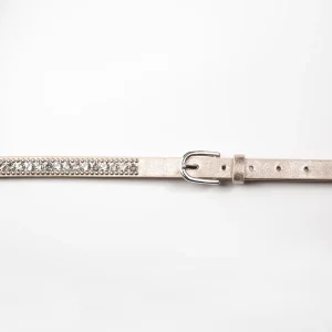 893762 Belte (6 stk) Smalt belte med nagler og strass stener - gull