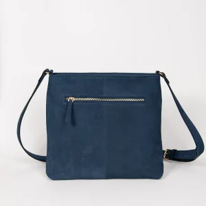 900946 Veske, Skinnveske semsket frontlomme - jeansblå