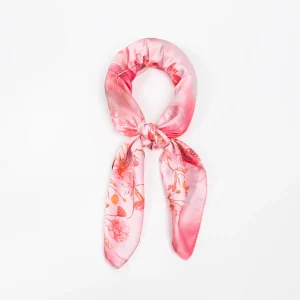 902836  Skjerf, Lite skjerf med blomster - lys rosa/hvit