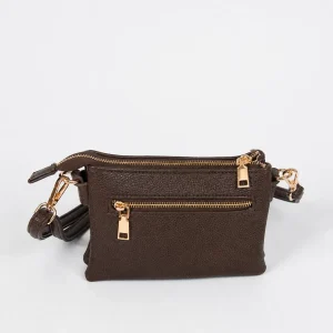 910311 Veske, Liten clutch med glidelås - brun