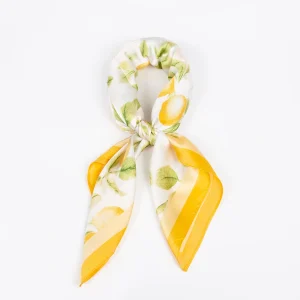 910760  Skjerf, Lite skjerf lemon print - gul