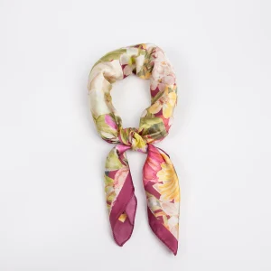 919432  Skjerf, Lite skjerf fargerikt blomsterprint - rosa