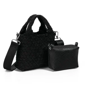 920101 Veske, MAJA liten flettet shopper semsket  - svart