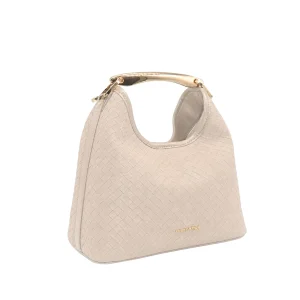922305 Vesker, MARIA  soft veske med metal-håndtak - beige flettet finish