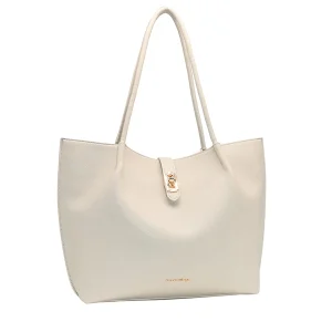 923305 Vesker, MAXI shopper med frontspenne  - beige