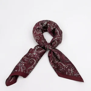 926321  Skjerf, Lite skjertf matt kvalitet paisley print - burgunder