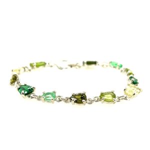 Armbånd i sølv med dråper i peridott, zirconia og citrine