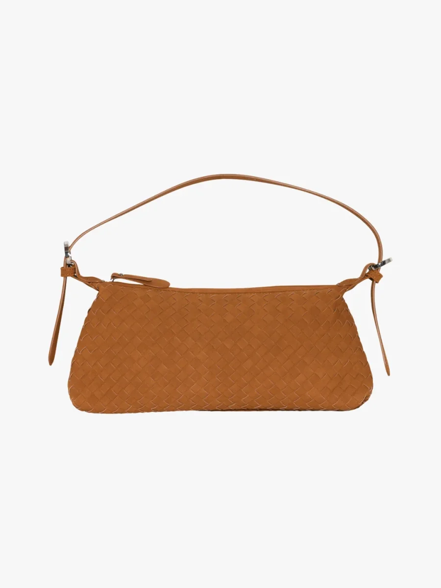Charlotte Faux Suede Baguette Bag - Cognac Brown - Image 6