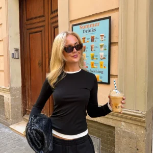 Katrina Contrast Top - Black/White