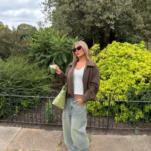 Rosa Faux Suede Jacket - Army Green