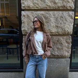 Rosa Faux Suede Jacket - Cognac Brown