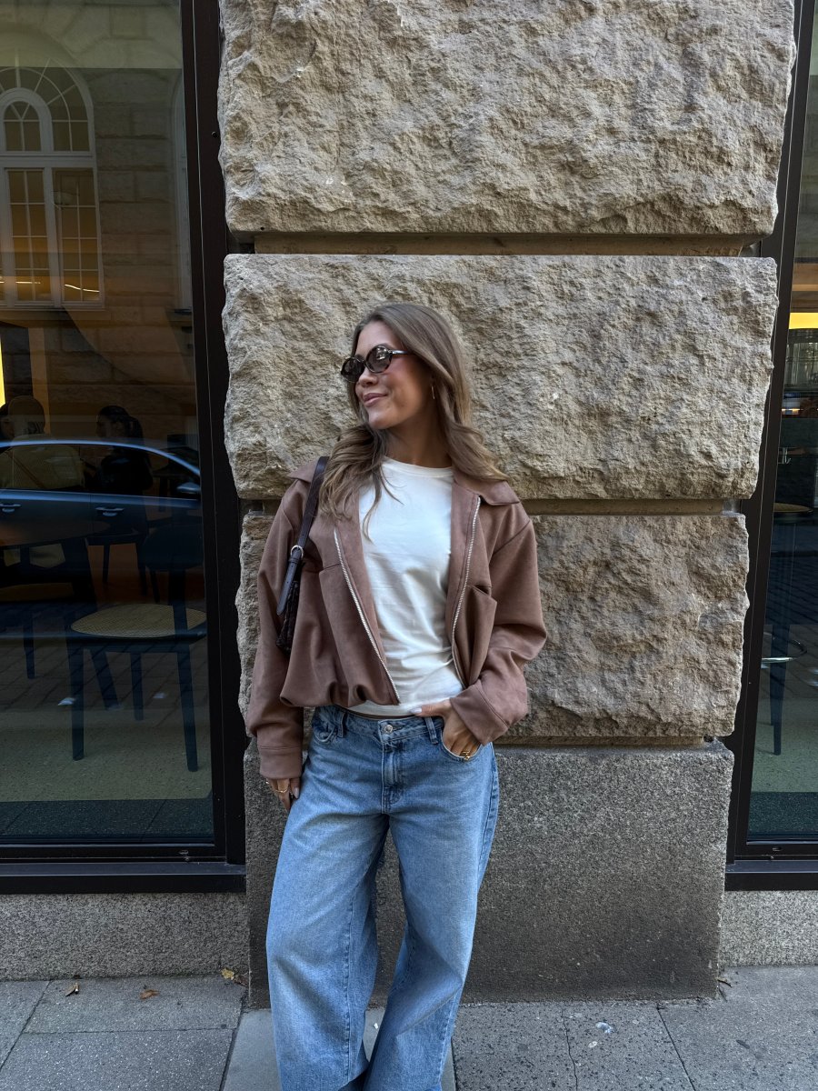 Rosa Faux Suede Jacket - Cognac Brown