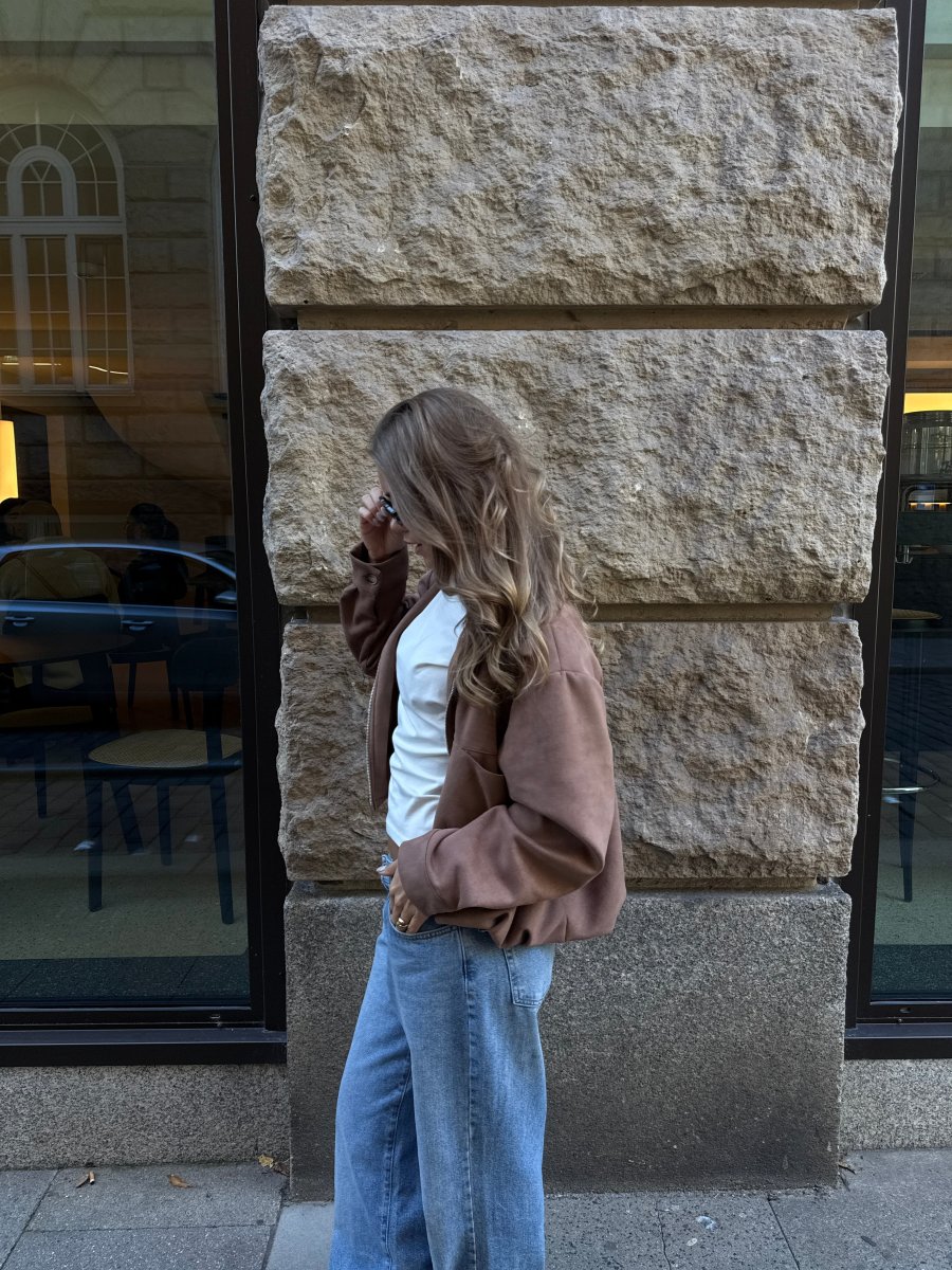 Rosa Faux Suede Jacket - Cognac Brown - Image 4