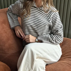 Marina Polo Knit - Off White/Brown