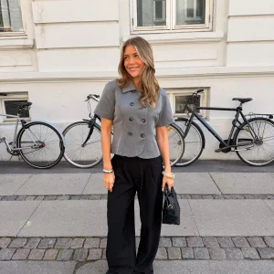 Emily Short Sleeve Blazer - Medium Grey Melange
